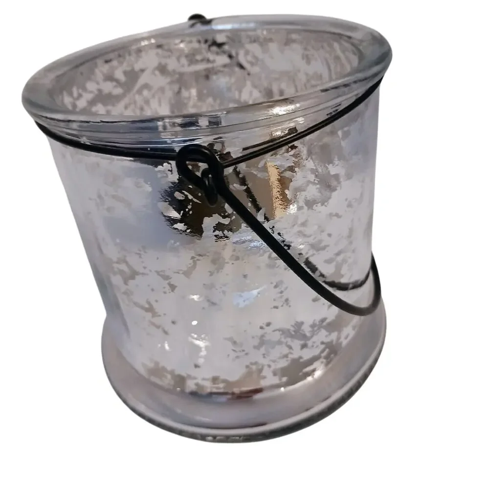 Silver‎ Leaf Candle  Holder Canister 5